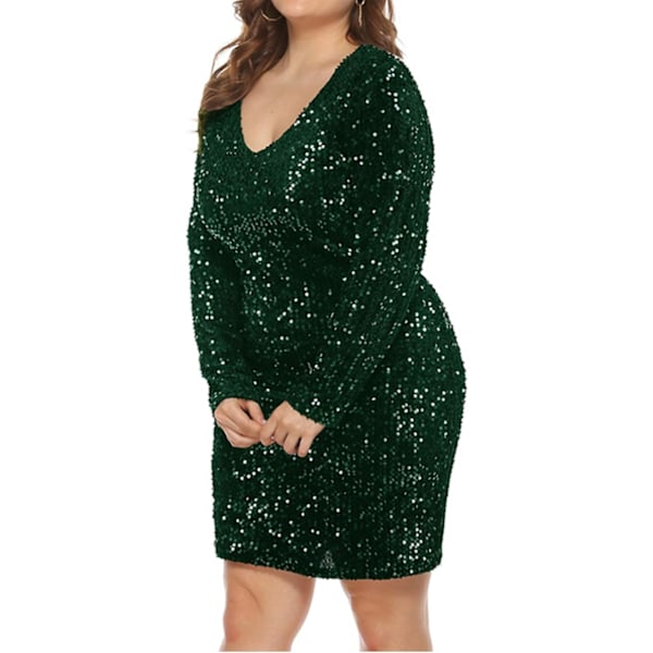 Kvinnors Plus Size Sekvens Klänning V-ringad Fest Cocktail Glitter Glittrande Kväll Stretchig Mini Bodycon Klänningar