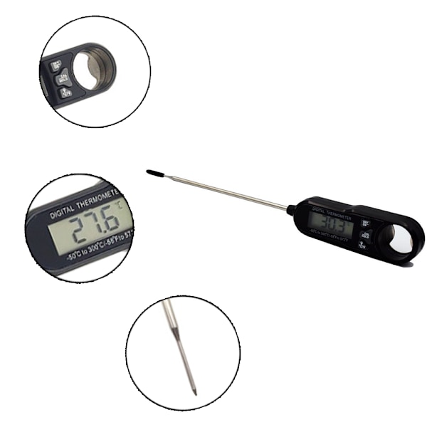 Digital Instant Read Kötttermometer med Högprecisionstemperaturgivare, Elektrisk Matlagningstermometer för Kök Grill BBQ Rökare