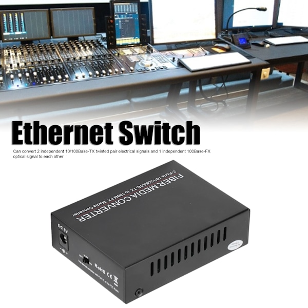 2-ports Ethernet Fiber Switch TBCMC3412ES20A Plug & Play Stabil Robust Datornätverksswitchar 100-240V (AU-kontakt)