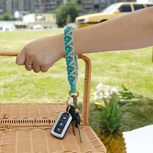 2 st Boho Makramé Nyckelband Armband Handgjort Handledsband Nyckelring Nyckelhållare Handledsband