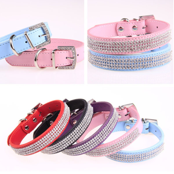 Rhinestone hundekrave Rhinestone ruskind læder krystal diamant rhinestone krave til små kæledyr katte og hunde