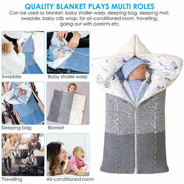 Baby Swaddle Tæppe Barnevognsindpakning, Blød Tyk Fleece Varmt Tæppe