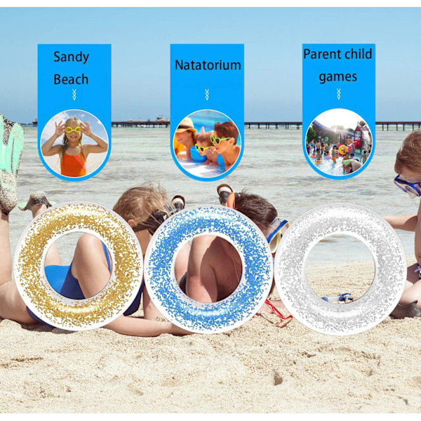 Oppustelig Pool Flydelegeme, Klar Flyderør, Glimmer Svømme Ring, Pool Legetøj til Sommer Svømmebassin, Strand Legetøj, Vand Sjov Fest Legetøj