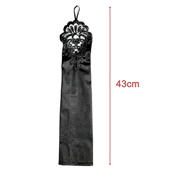 1 par korta operafest-satänghandskar Stretchbar vuxenstorlek Te-fest Bröllopsspetshandskar 43 cm