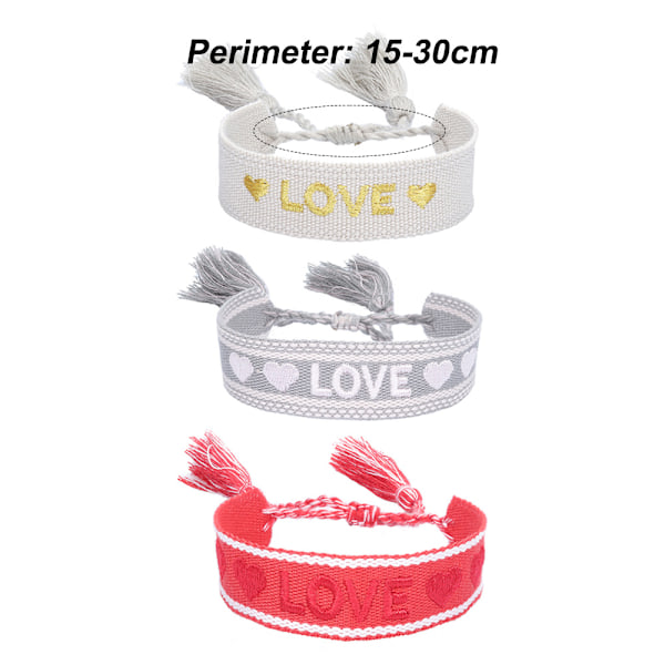 3 stk Vevde Vennskapsarmbånd, Justerbare Armbånd for Kvinner Menn Jenter Gave, Julegaver