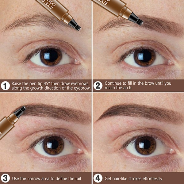 Øjenbryn Pen Øjenmakeup, Øjenbrynblyant med en Mikro-Gaffelspidsapplikator Skaber Naturlige Øjenbryn Ubesværet