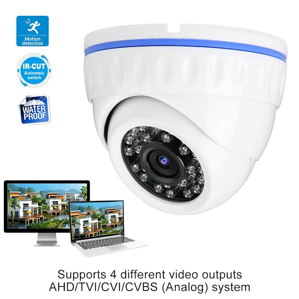 4-i-1 TVI/AHD/CVI/CVBS HD Analog CCTV Nattsynkamera Vattentät Kupolkamera PAL(720P)