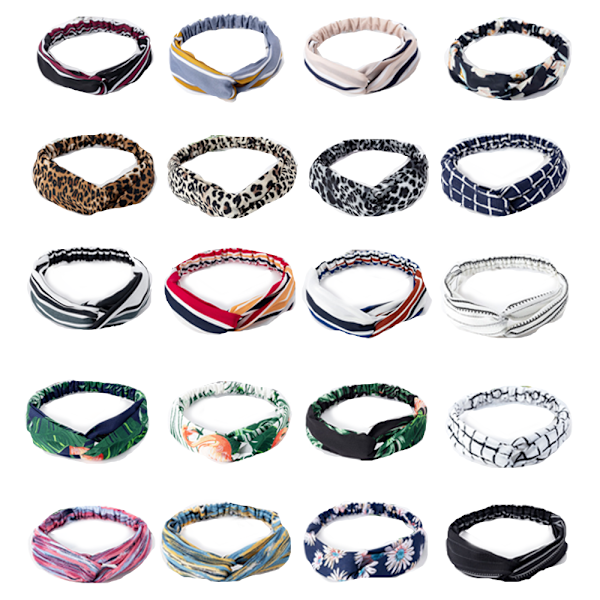 Boho Hodebånd for Kvinner, Knyttet Hårbånd Elastisk Hodebånd Motevridd Hodeplagg Blomster Bandeau Hodebånd Hårtilbehør for Kvinner