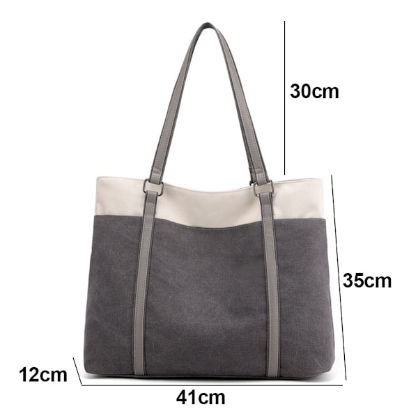 Dame Laptop Tote Bag for Arbeid Lettvekt Splice Canvas Håndveske