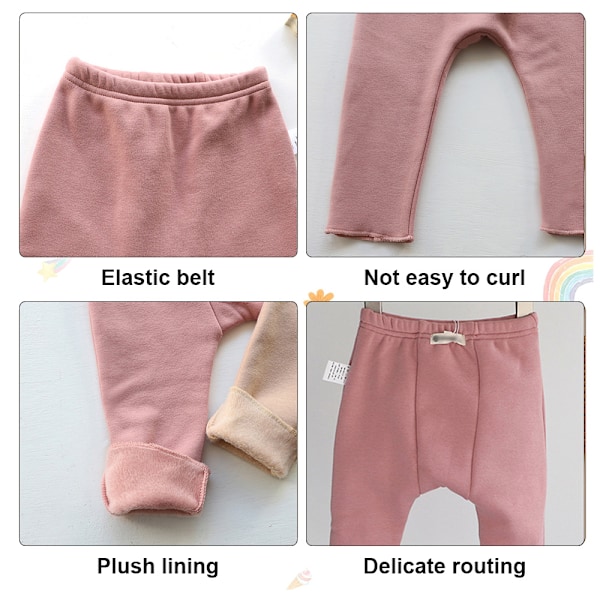 Baby Leggings Enkle Store Rumpebukser for Jenter og Gutter Høst og Vinterklær (Mørk Rosa)