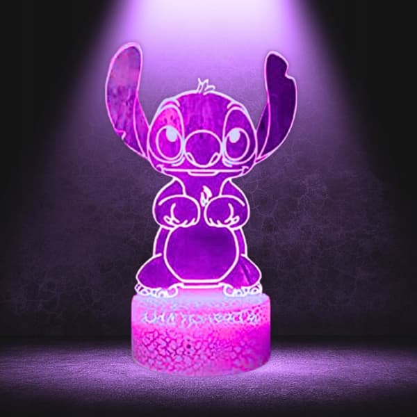 Lilo og Stitch STICH 16 LED 3D Nattlampe for barn + fjernkontroll[TT]