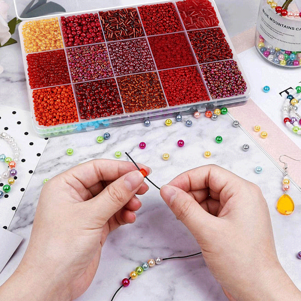 Kristallglaspärlor för smyckestillverkning Facetterad form Blandade färger med behållare, för DIY-konst och hantverk