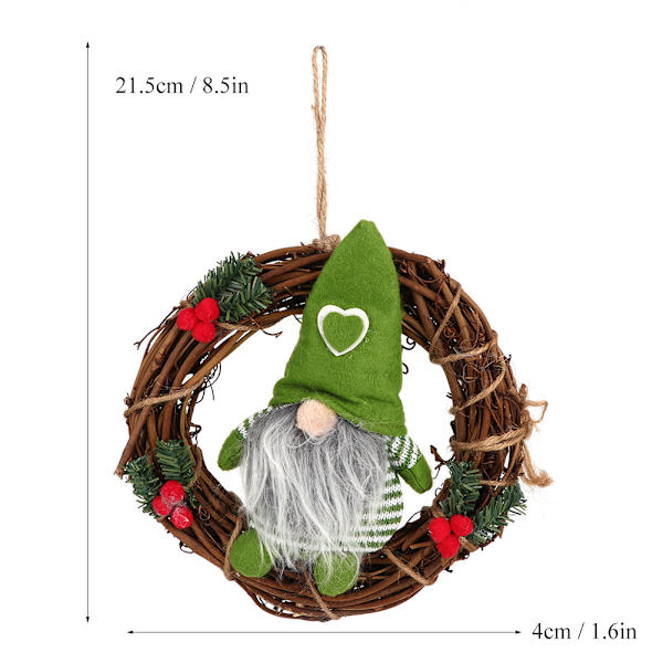 Julepynt Hjemmefest Julenissen Krans Dekorasjon Juler Ornament Vindu Prop Grønn
