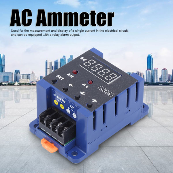 SZC06 DC8‑35V AC Digital Amperemeter 0.3‑50A Mätintervall Övre Nedre Gränslarm Fördröjningsrelädetektering