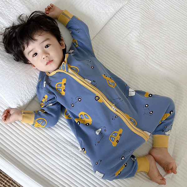 Helårs sovepose til småbørn med fødder, let og åndbar langærmet quiltet baby bæreblanket til tidlige gående
