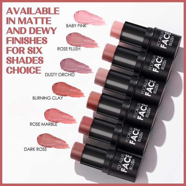 Cream Blush Makeup, Buildable Blush Stick for Cheeks, Matte and Dewy Finish, Long-lasting, Easy Application, Lightweight Multi Stick, ROSE FLUSH