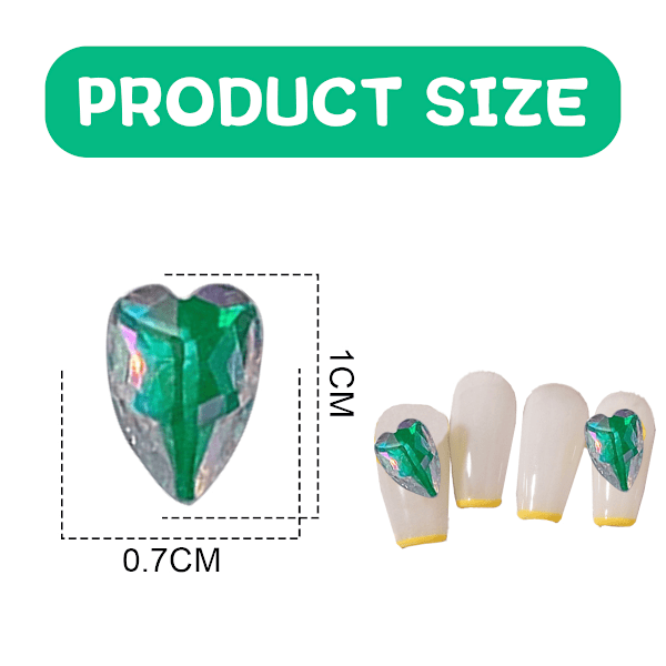 9 st K9 Rosa Pack Gröna Glasborr Spetsiga Bottenformade Nagelbords Dekoration