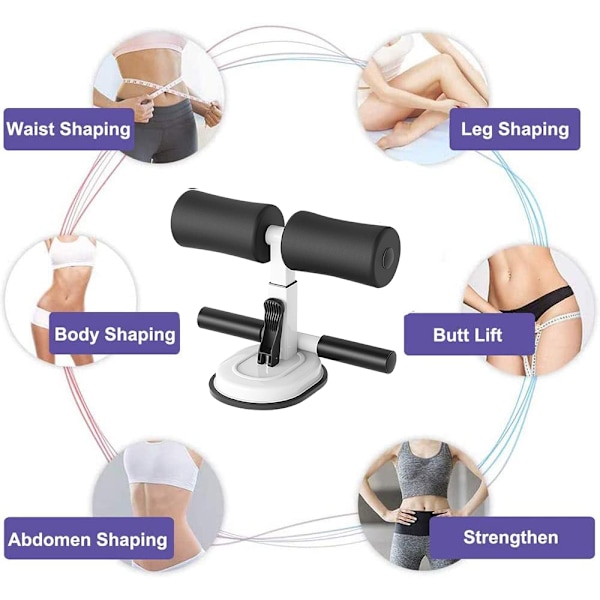 Bärbar golv-sit-up-stång, justerbar självsugande sit-up-hjälp, fitness två rader sit-up-fotstöd för hemträning,