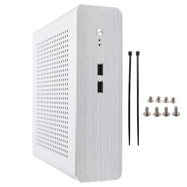 G60S HTPC-chassi i helaluminium med DCATX-strömförsörjning MiniITX-hölje för stationär dator (Silver USB2.0)