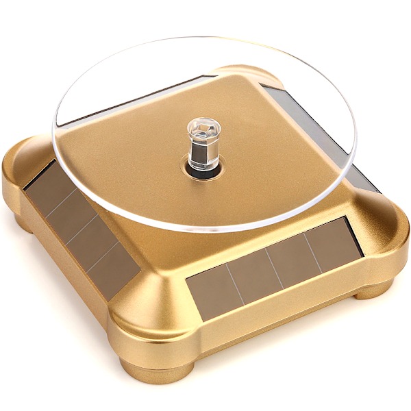 Solcelled Display Stativ Drejeskive, Batteri Dobbelt Brugt Roterende Display til Smykker Spinner Ur Hobby Samling Hylde