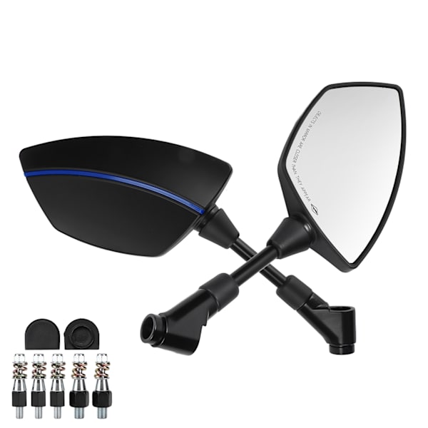 1 Par Bakkespeil Side Speil 360 Graders Rotasjon Universal for Motorsykkel Scooter ATV Dirt Bike 0,3 tommer 0,4 tommer Montering Blå Stripe