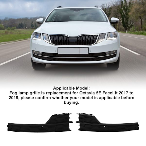 1 Par Dimljusgaller 5E0807681F Frontstötfångare Vänster Höger Dimljusgaller för Octavia 5E Facelift 2017 till 2019