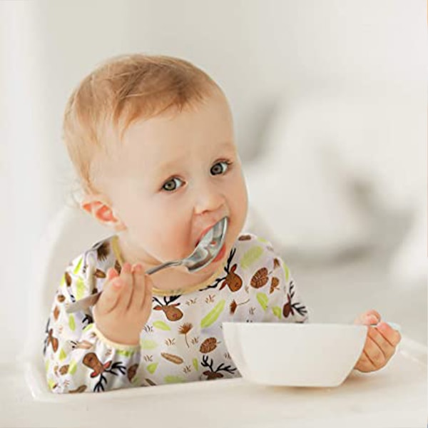 2 stk. Langærmede Sutteforklæder | Baby Vandtætte Sutteforklæder med Lomme | Toddler Sutteforklæde med Ærmer og Krumbesamler | Plet- og Lugtresistent