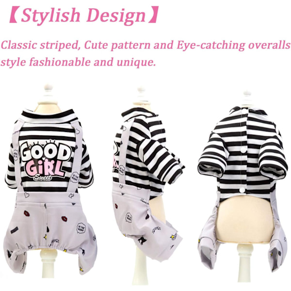Hundoverall, Randig Valp Pyjamas, Söt Hundvalp Onesies Pjs Jumpers, Mjuk Bomullsskjorta, 4 Ben Kläder Husdjurskläder Kläder för Små Medelstora