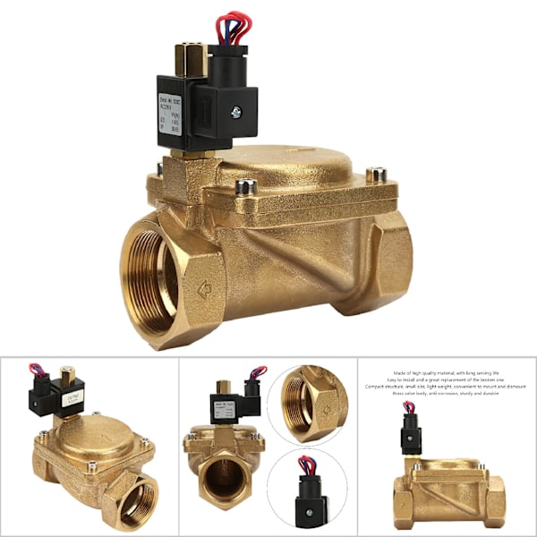 G2\" Normalt Åben Messing Elektrisk Magnetventil til Vand Luft 0-1.6Mpa 232psi (AC220V)