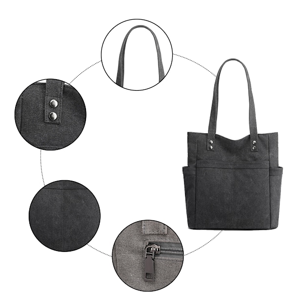 Kvinners Laptop Tote Bag Canvas Håndveske Skulderveske Klut Ensfarget Kvinneveske med Canvas Kvinneveske