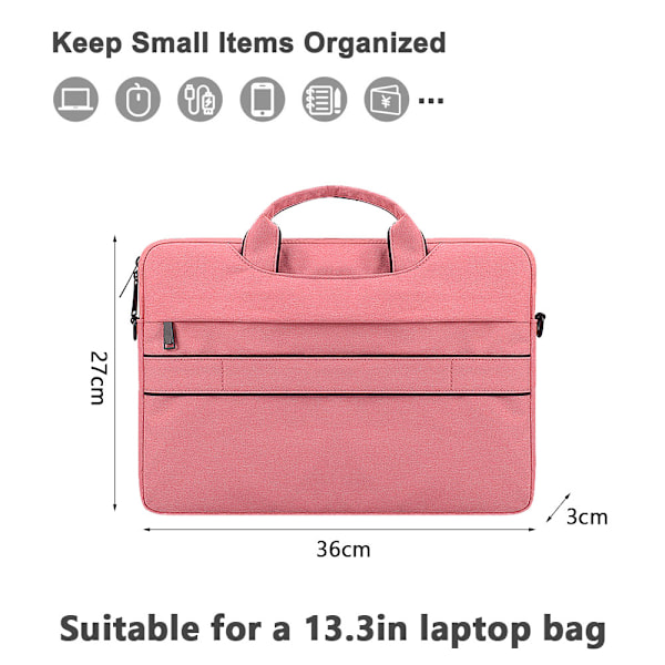 Laptop skulderveske, for 13-13,3 tommers bærbare datamaskiner, arbeidskontoret reiser, indre dimensjoner er 34,5 * 25,5 * 2,5 cm