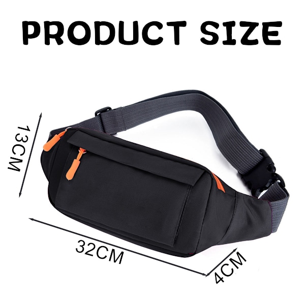Mode Midjeväsk Ryggsäck Löpning Väska för Män Kvinnor med Justerbar Bälte Fickor Midjeväskor för Vandring Resa Promenader, 32*13*4cm