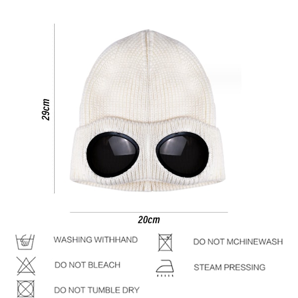 Unisex Ull Stickad Goggles Beanie, Varm Vinter Stilfull Hatt Utomhus Sportmössa