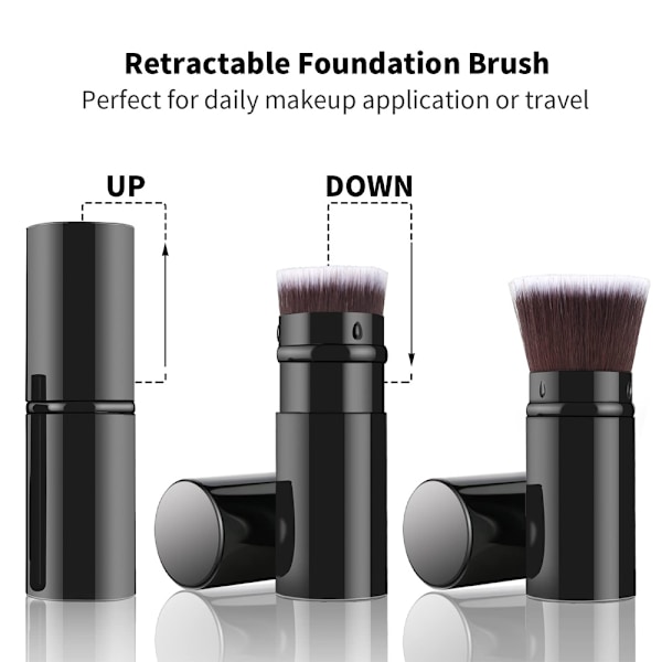 Retrakterbart Foundation Makeup-borste, Reseflatborste Bärbar Foundationborste med Skydd