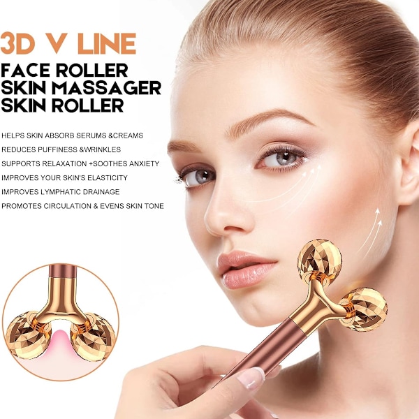 2-i-1 Elektrisk Ansiktsrulle, 3D Jade Ansiktsmassager Set för Ansikte, Arm, Öga, Näsa Massager Hudvård Verktyg Presentset