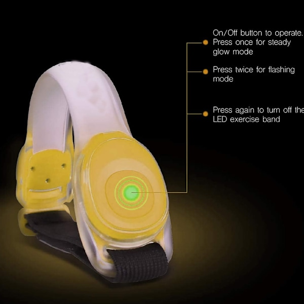 2 stk LED Nat Reflekterende Armbånd, PVC Oplyst Håndledsrem