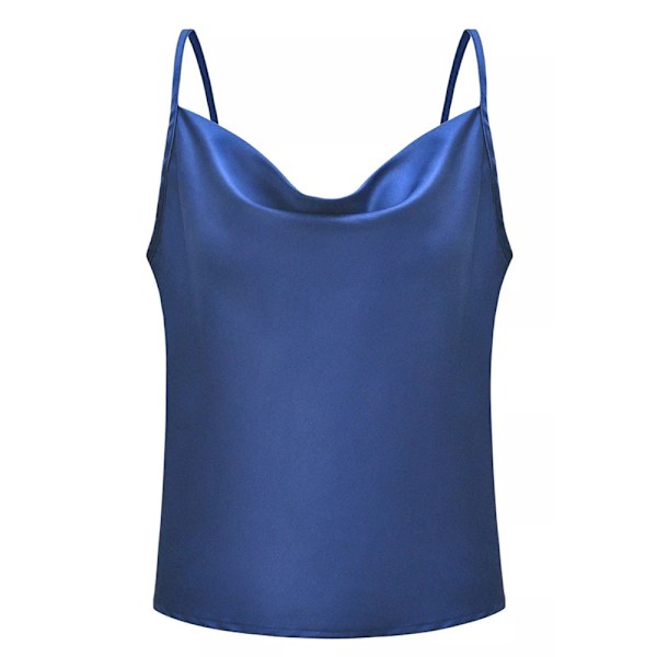 Dam Silke Tank Top, V-ringad Camisole, Silkeslen Lös Ärmlös Blus, Satin Tank Topp