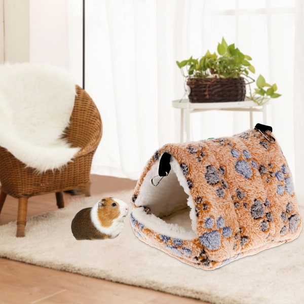 Vintervarm Hamster Seng, Blød Lille Dyreseng Hus med Krogdesign til Hamster Papegøje Pindsvin Marsvin