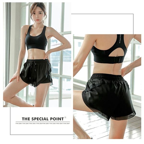 Damshorts för Löpning Lättvikts Snabbtorkande Högmidjade Tränings Sport Shorts med Fickor