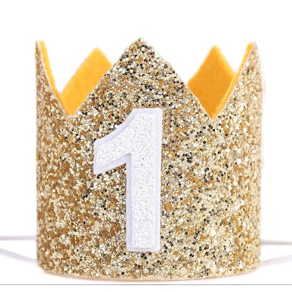 Glitterkrone til 1 års fødselsdag, 1 års fødselsdagshue