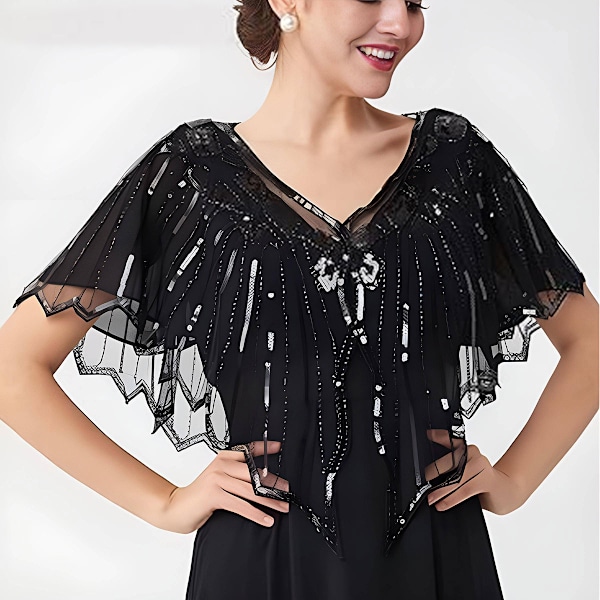 Kvindesjal i 1920'er Flapper-stil, Sequins og Perler Sjal og Wraps til Aftenskjole/Fester/Bryllup/Formelle Anledninger/Aften