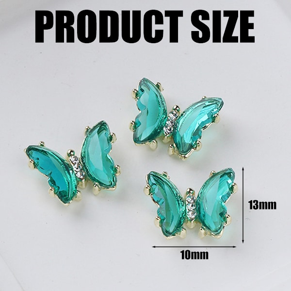 10 Krystal Sommerfugl Manicure Zirkon Sommerfugl Negle Tilbehør diy Negle Tilbehør