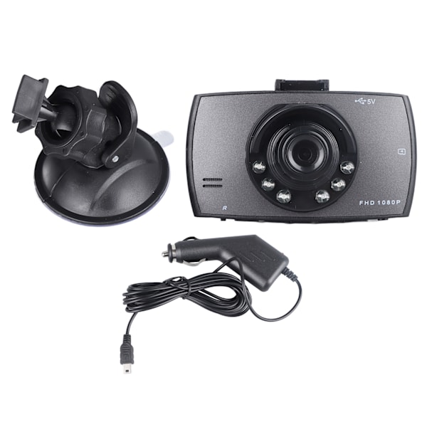 2,2 tum Dashcam 1080P HD Bilkamera med LCD-skärm Parkeringsläge G-sensor Loopinspelning Rörelsedetektering