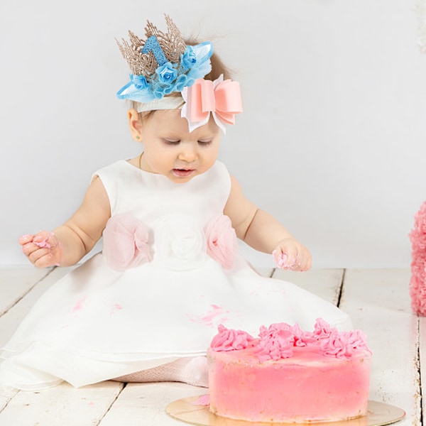 Baby Blonderkrans med Blonder 1 års fødselsdag Hovedbånd