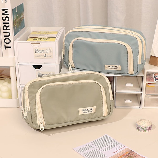 Blyantsæske Pennepose, Stor Kapacitet Blyantpose Pennearrangør Holdbar Skrivebordstilbehørs Holder, 21cm*13cm*7cm