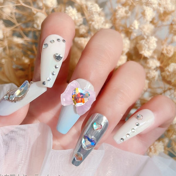 12 st Nagelprydnader Transparent Färg Rosett Nageltillbehör Resinformad Borr Nageldekorationer