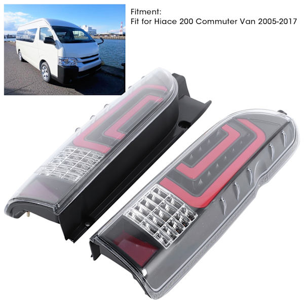 Par LED Baglygte Samling Kvadratisk Baglygte Passer til Hiace 200 Personbil 2005-2017 Transparent Linse