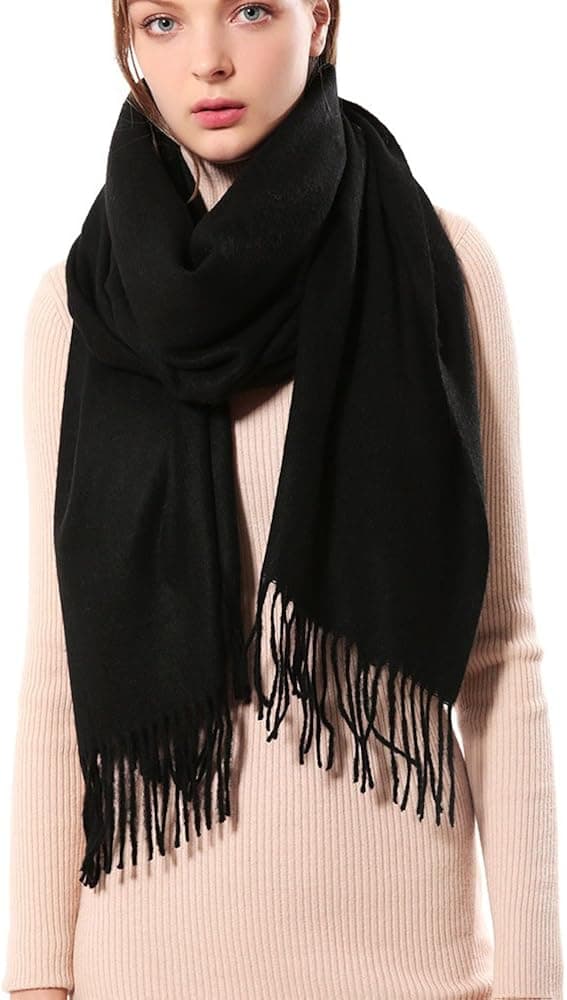 Women's Thick Soft Cashmere Wool Pashmina Shawl Wrap Scarf - Warm Solid Stole