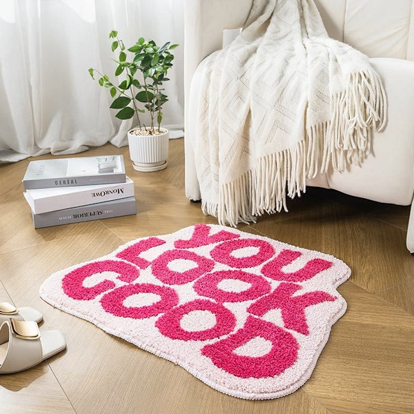 Stilful og sjov bademåtte med søde ord, absorberende & skridsikker - 54*64cm Style 3