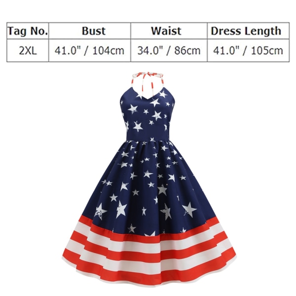 4. juli Amerikansk Flag Sleeveless Kjole Patriotisk Kjole Retro